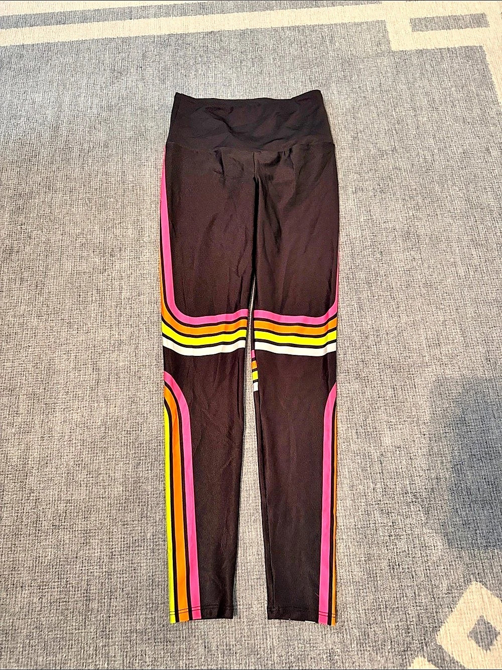 Goldsheep Double Rainbow Leggings Color Block Leggings Brown & Pink XS